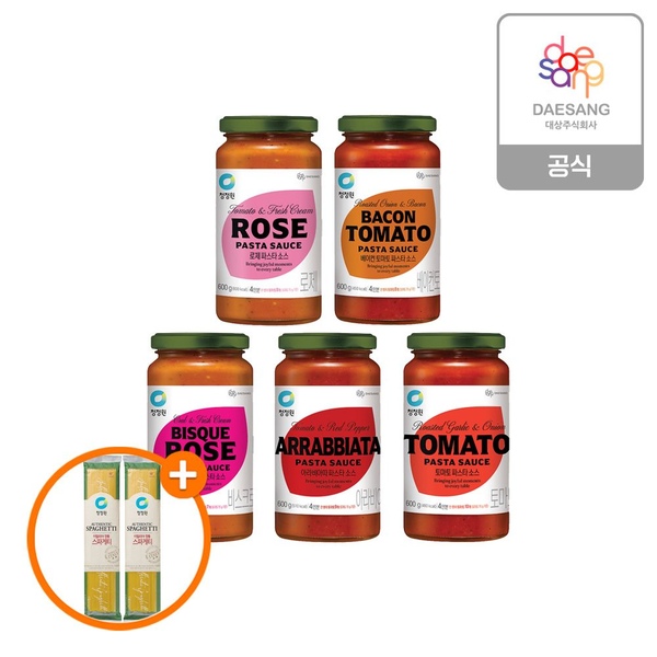 청정원 스파게티소스600g 5종(로제/아라비아따 외) 택 4개 + (증)스파게티면250g*2개