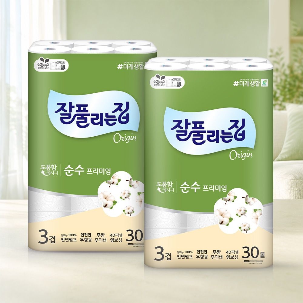 순수프리미엄 천연펄프 화장지 30m x 30롤 x 2팩
