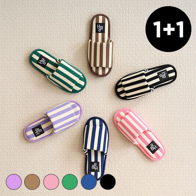 룸앤홈 1+1 드라이솔 스트라이프 룸슈즈 남성 여성 거실화 2size 6colors
