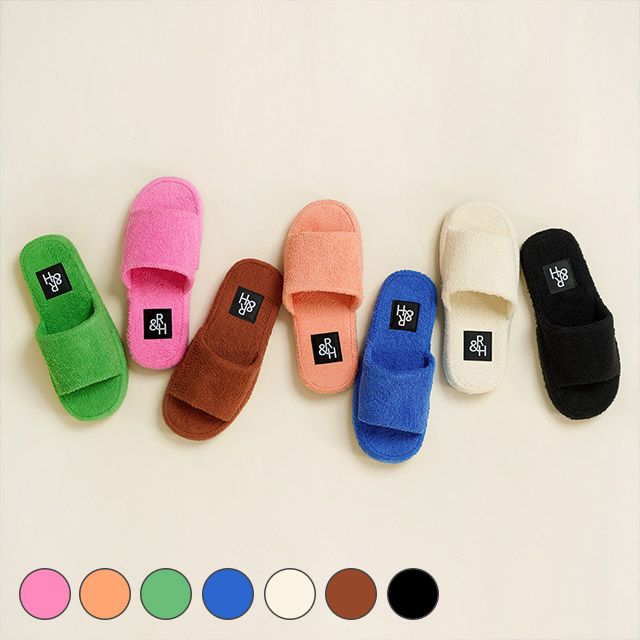 룸앤홈 테리 오픈형 룸슈즈 거실화 남성 여성 룸 슬리퍼 2size 7colors