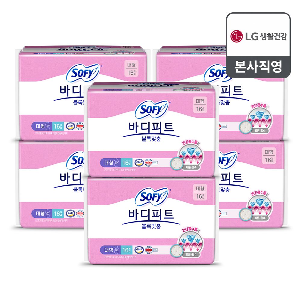 LG생활건강 쏘피 바디피트 볼록맞춤 대형 16P x 6개