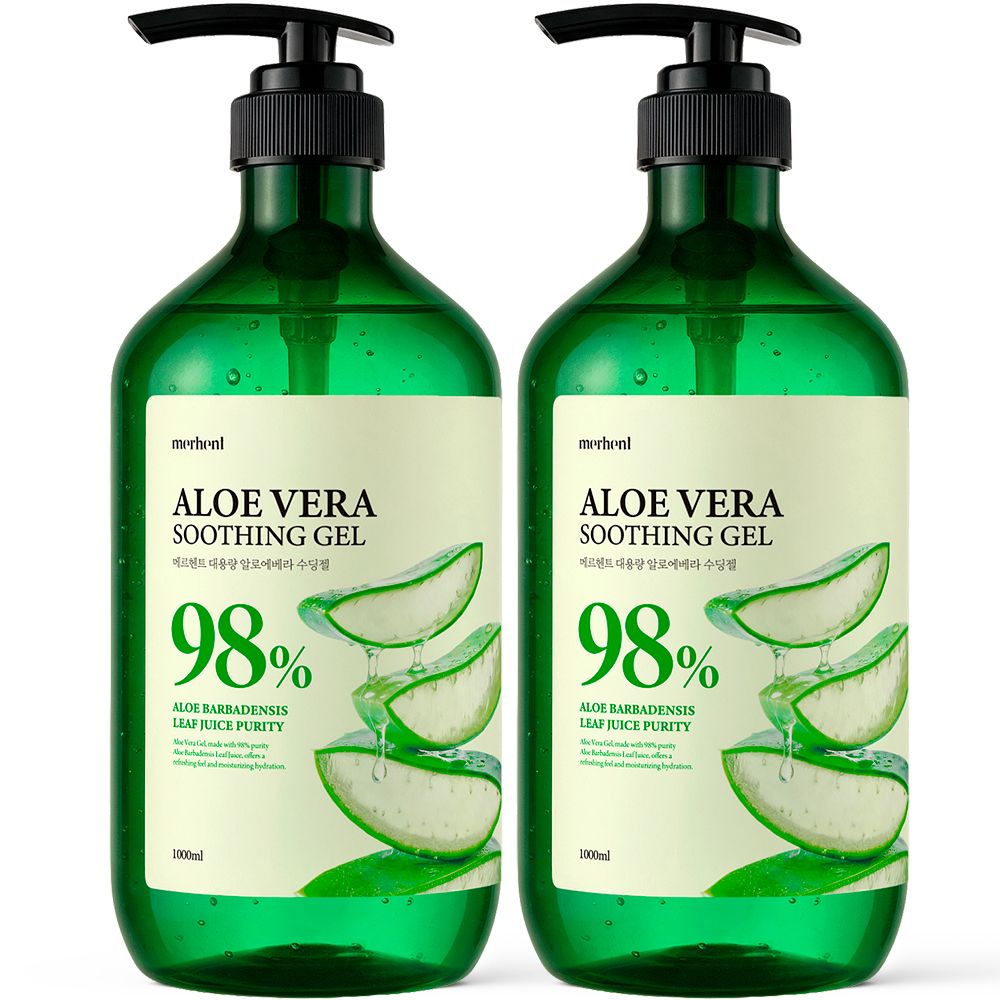 메르헨트 1+1 메르헨트 순도 98% 알로에베라 수딩젤 1L 대용량 알로에 바디로션 수분 진정 보습