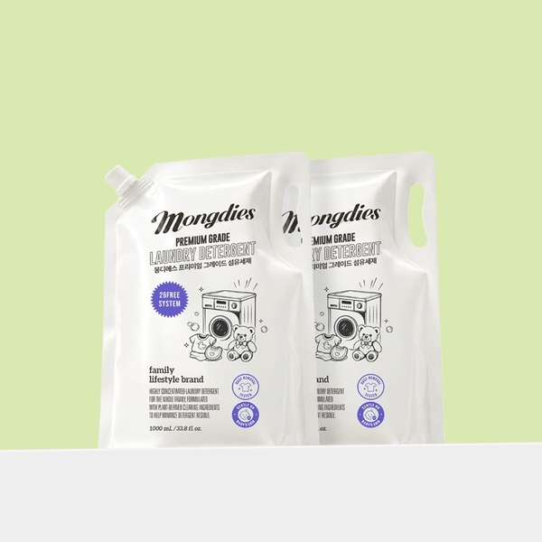 몽디에스 [1+1] EWG 유아 신생아 3배 고농축 무향 중성 섬유세제 리필형 1000ml