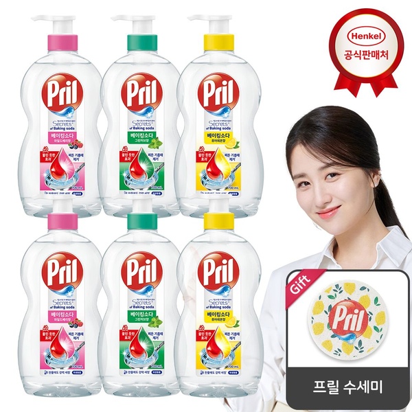 헨켈 프릴 베이킹소다 700mlx6개 주방세제_프릴 수세미 증정