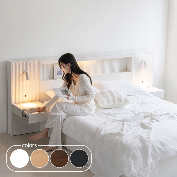 데일리리빙 [오늘의집 단독] 플레오 템바보드 LED 수납 호텔 침대 프레임 SS/Q 4colors