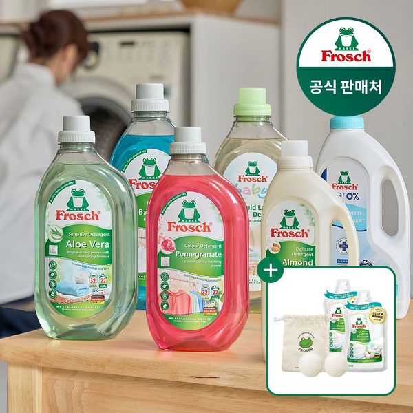 프로쉬 독일 세탁세제 1.5L 4개 (유연제 코튼 체험팩 100ml 2개+양모볼 증정)