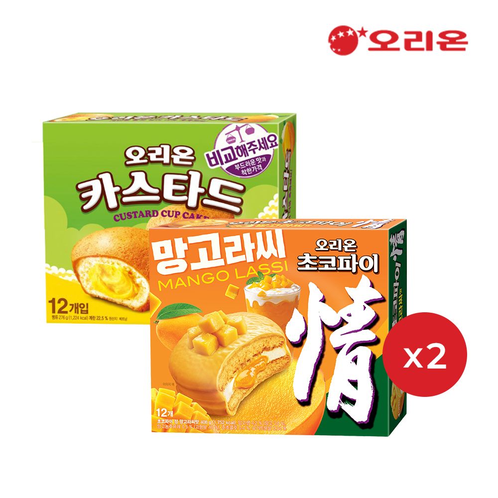 오리온 초코파이 망고라씨맛 12P 2개 + 카스타드 12p 2개 가격 비교 오리온 오리온 초코파이 망고라씨맛 12P 2개 + 카스타드 12p 2개