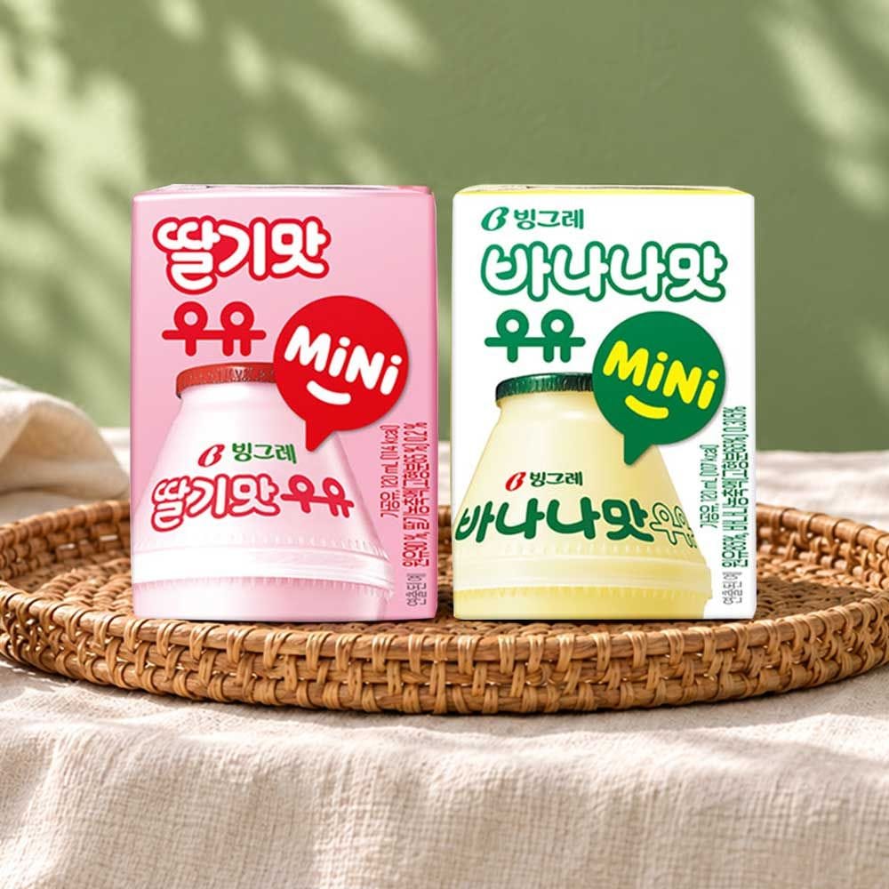 빙그레 바나나맛 우유 미니 24팩 + 딸기맛 우유 미니 24팩 / 멸균우유
