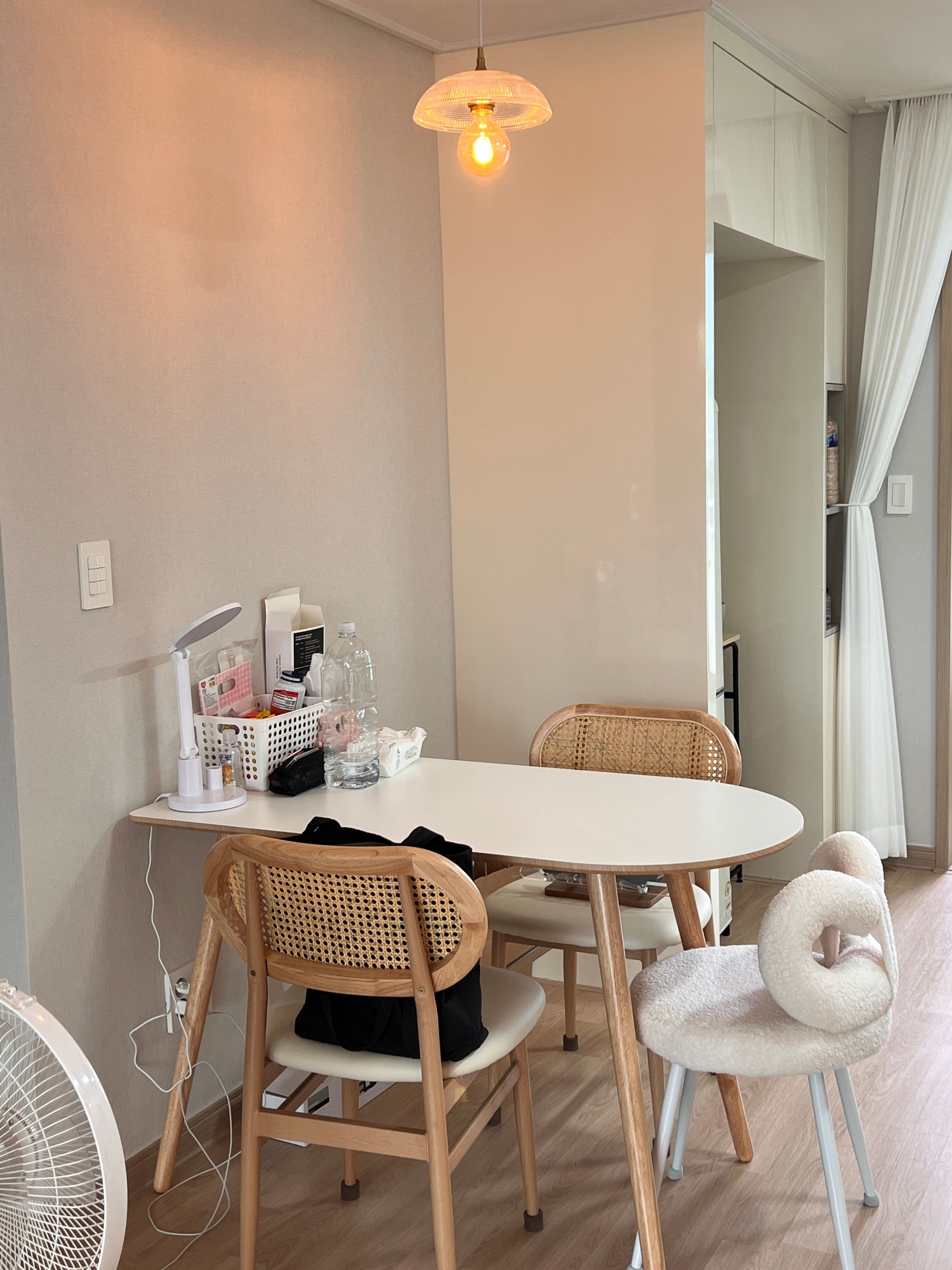 Half Oval Wooden Legs Dining Table user photo