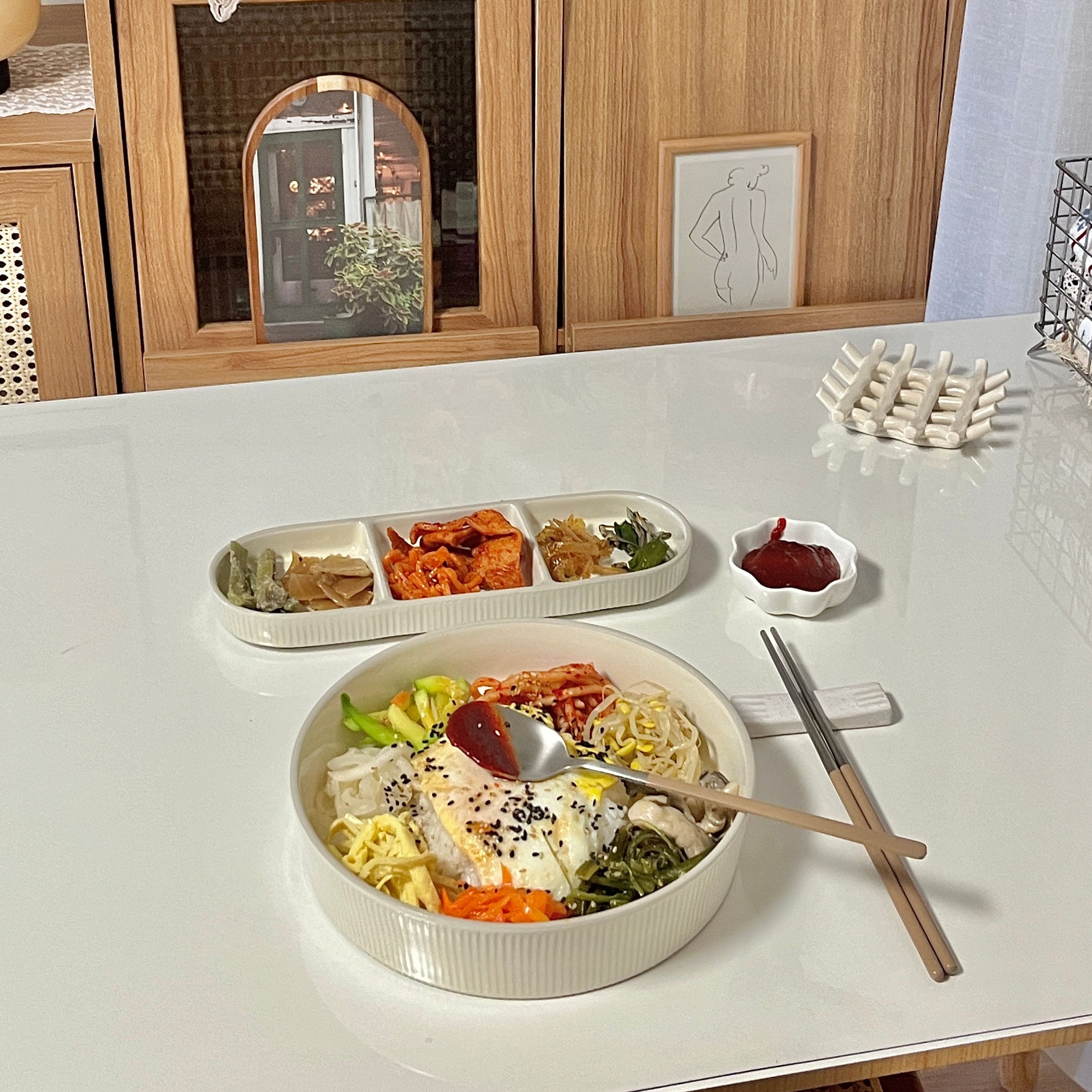 Half Oval Wooden Legs Dining Table user photo