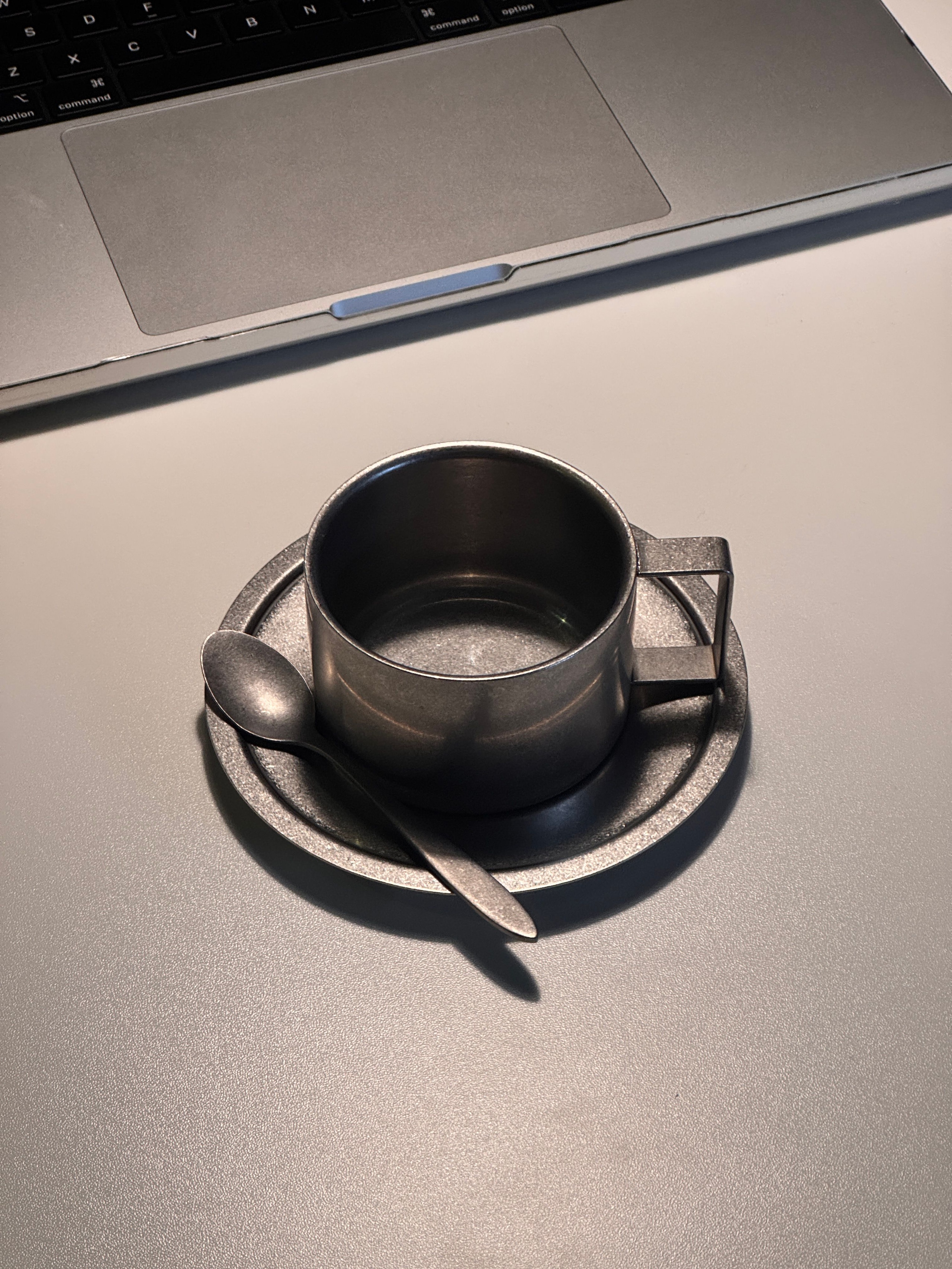 Agueda Vintage Stainless Steel Coffee Cup & Saucer Set – Square user photo