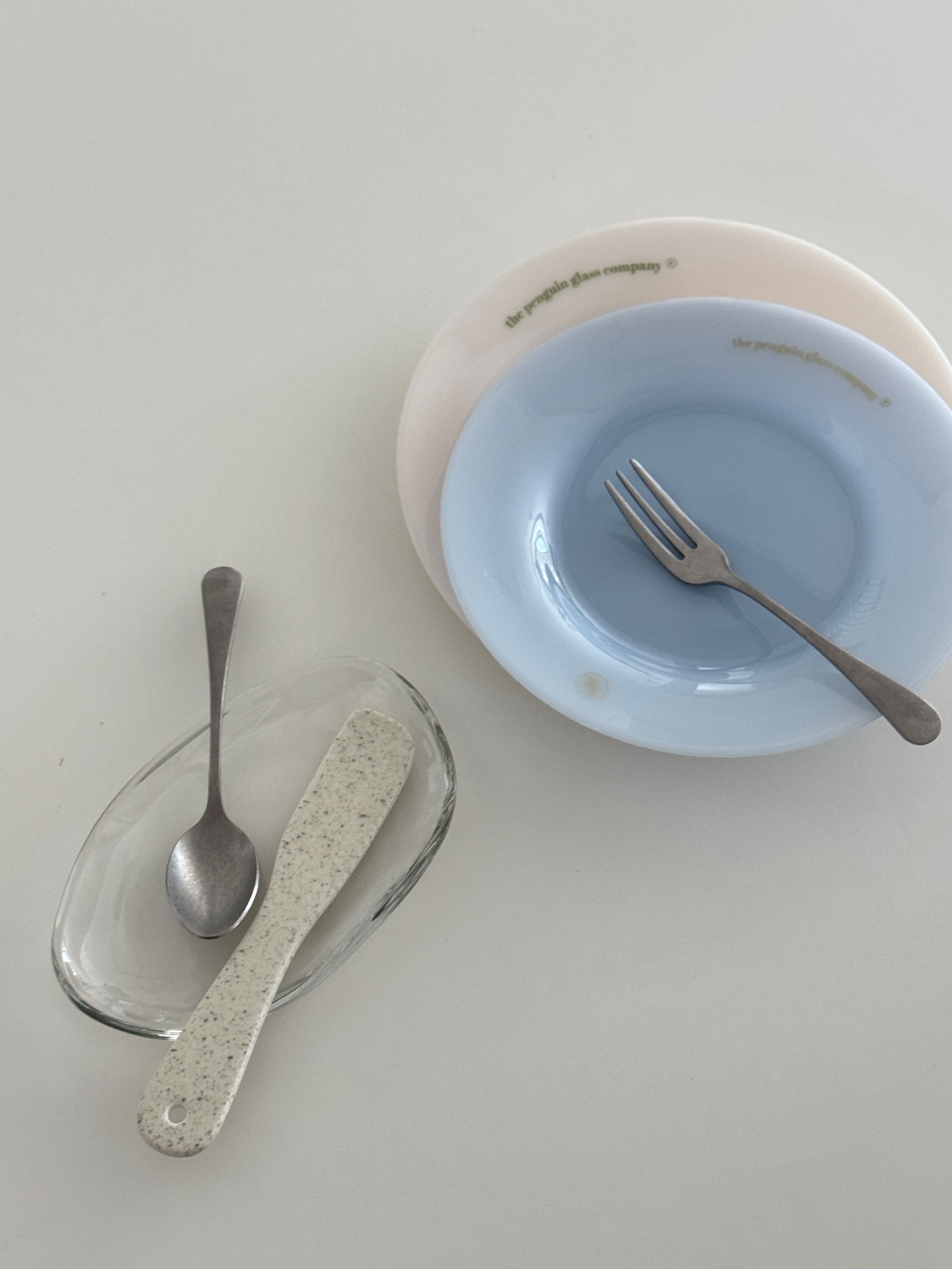 Penguin Milk Glass Dessert Plate (7