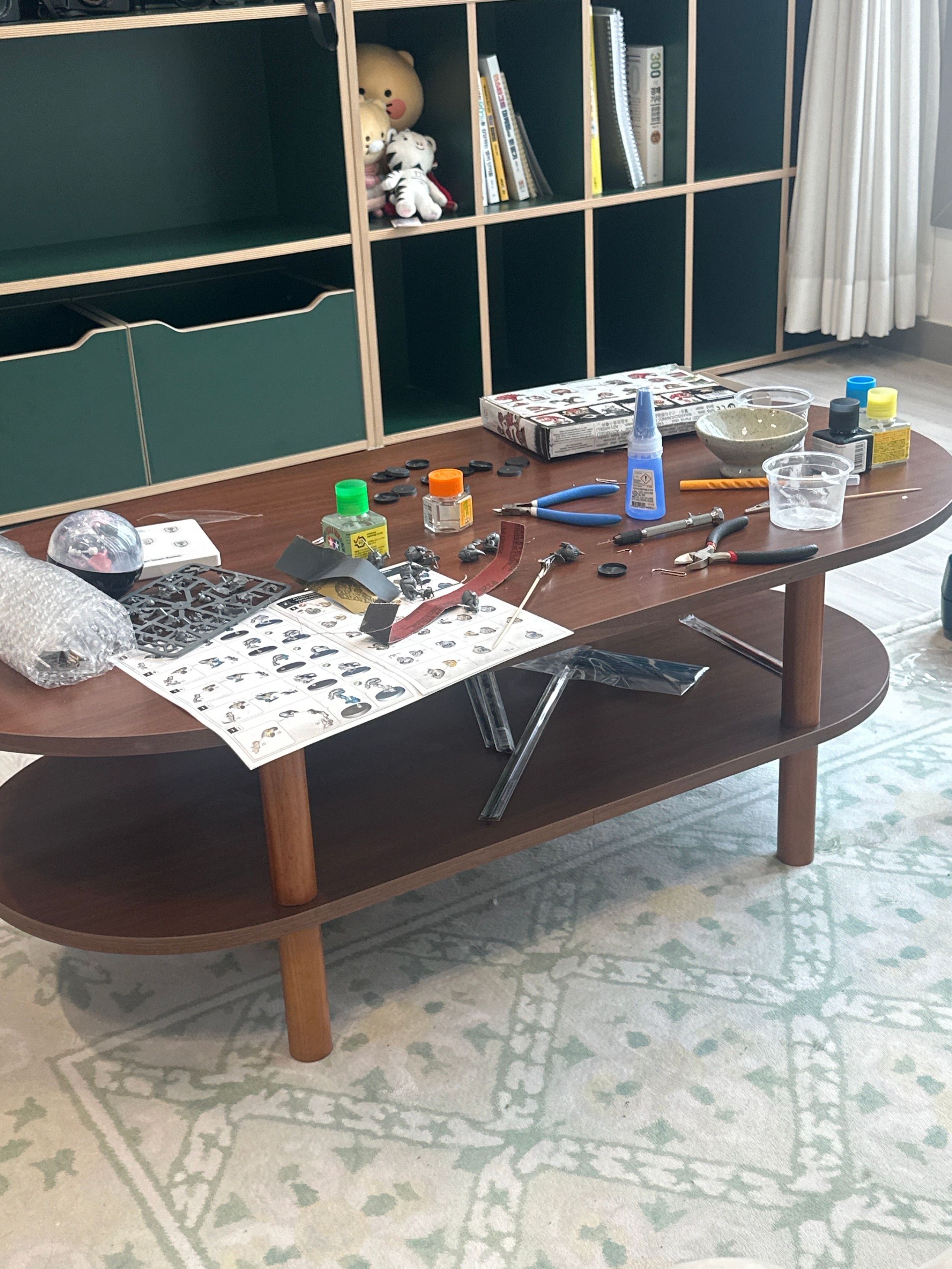 Walnut Oval Coffee Table with Storage Shelf user photo
