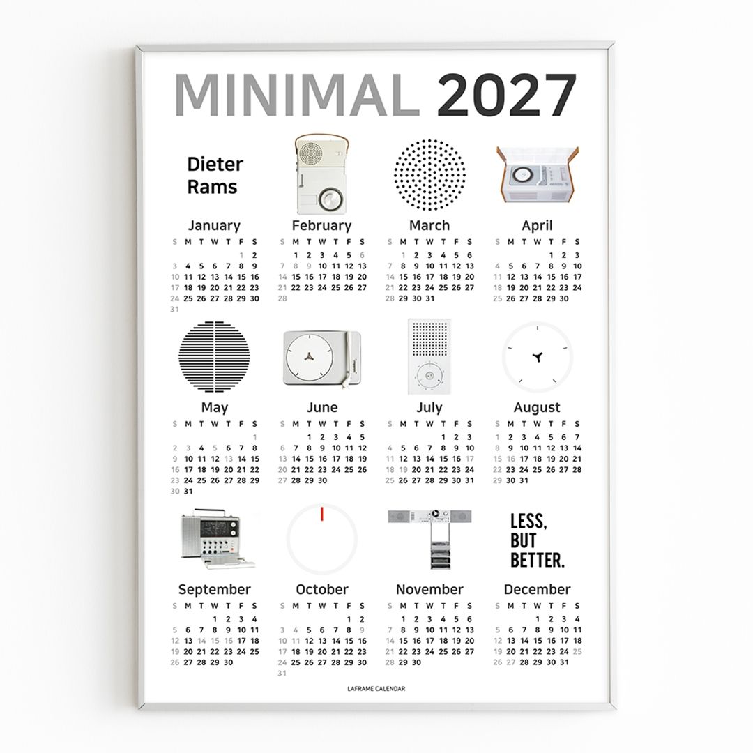 라프레임 2027년 인테리어 달력 포스터 액자 한장 연력 캘린더 벽장식 벽꾸미기 - 미니멀