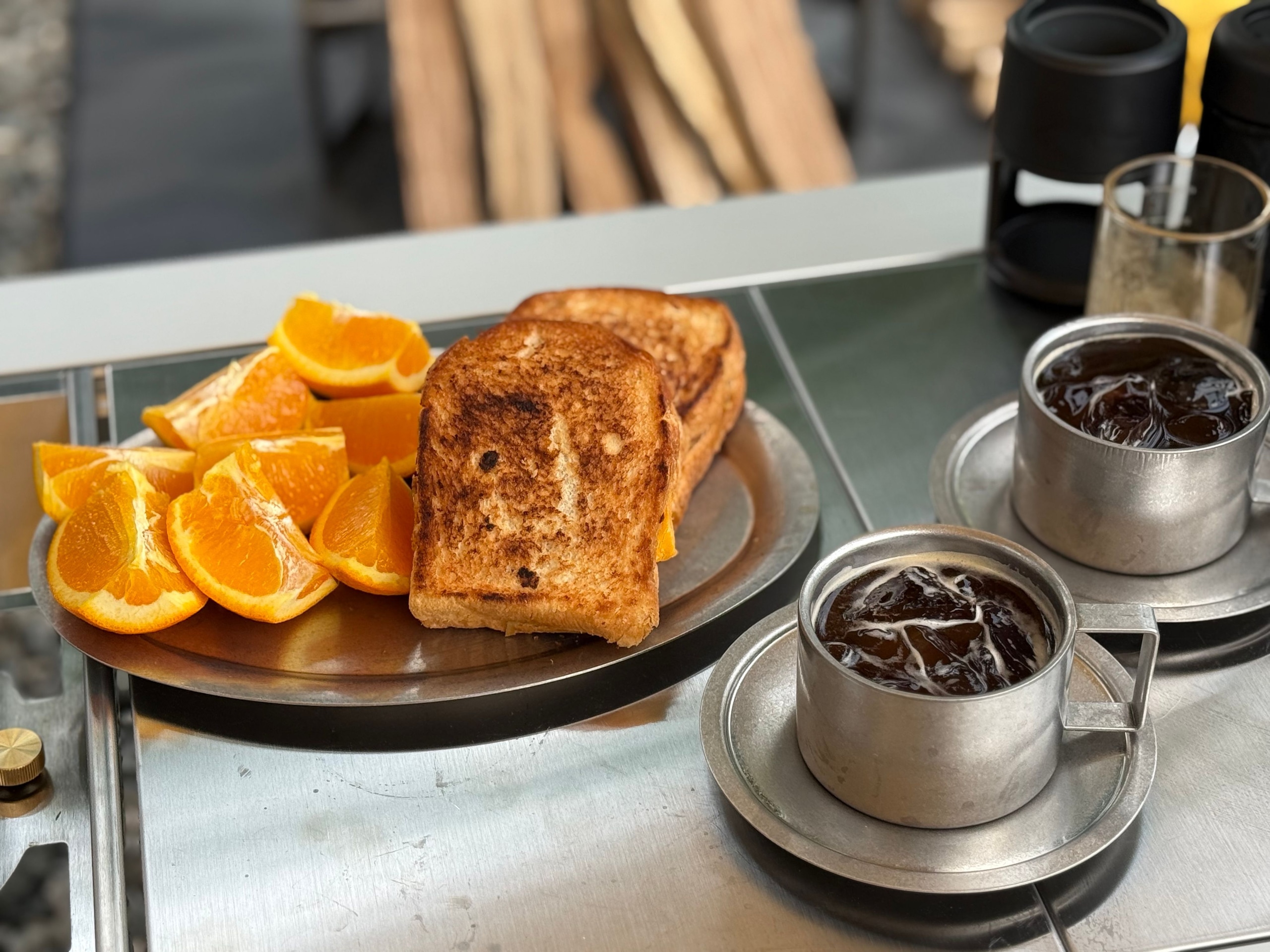 Agueda Vintage Stainless Steel Coffee Cup & Saucer Set – Square user photo