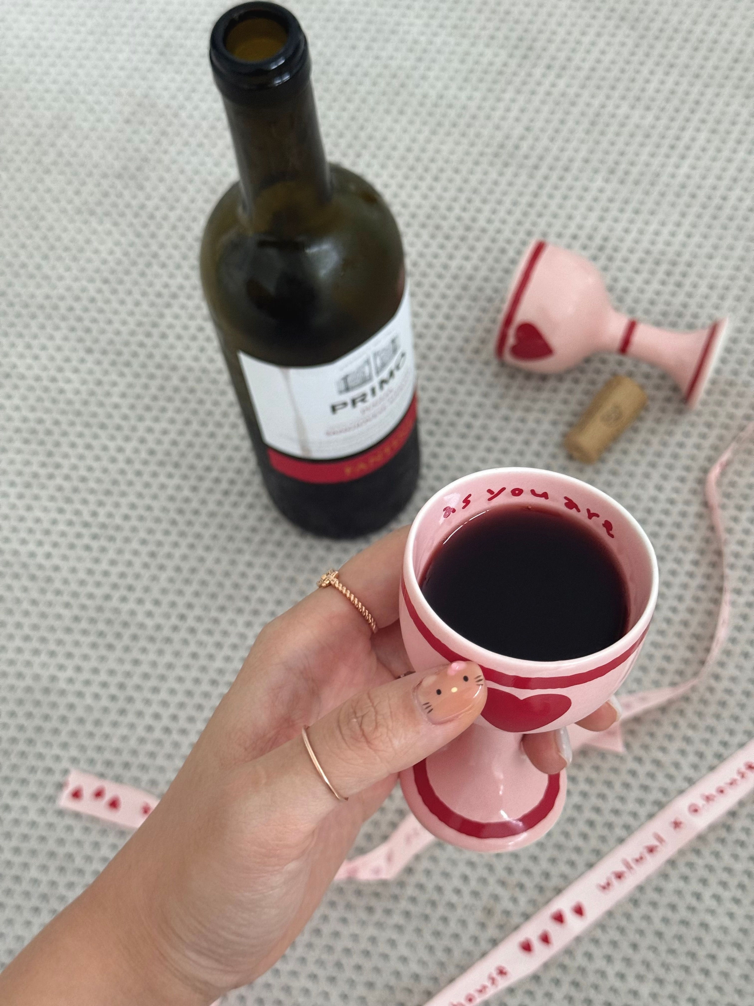 Pink Edition Ceramic Heart Mini Wine Glass user photo