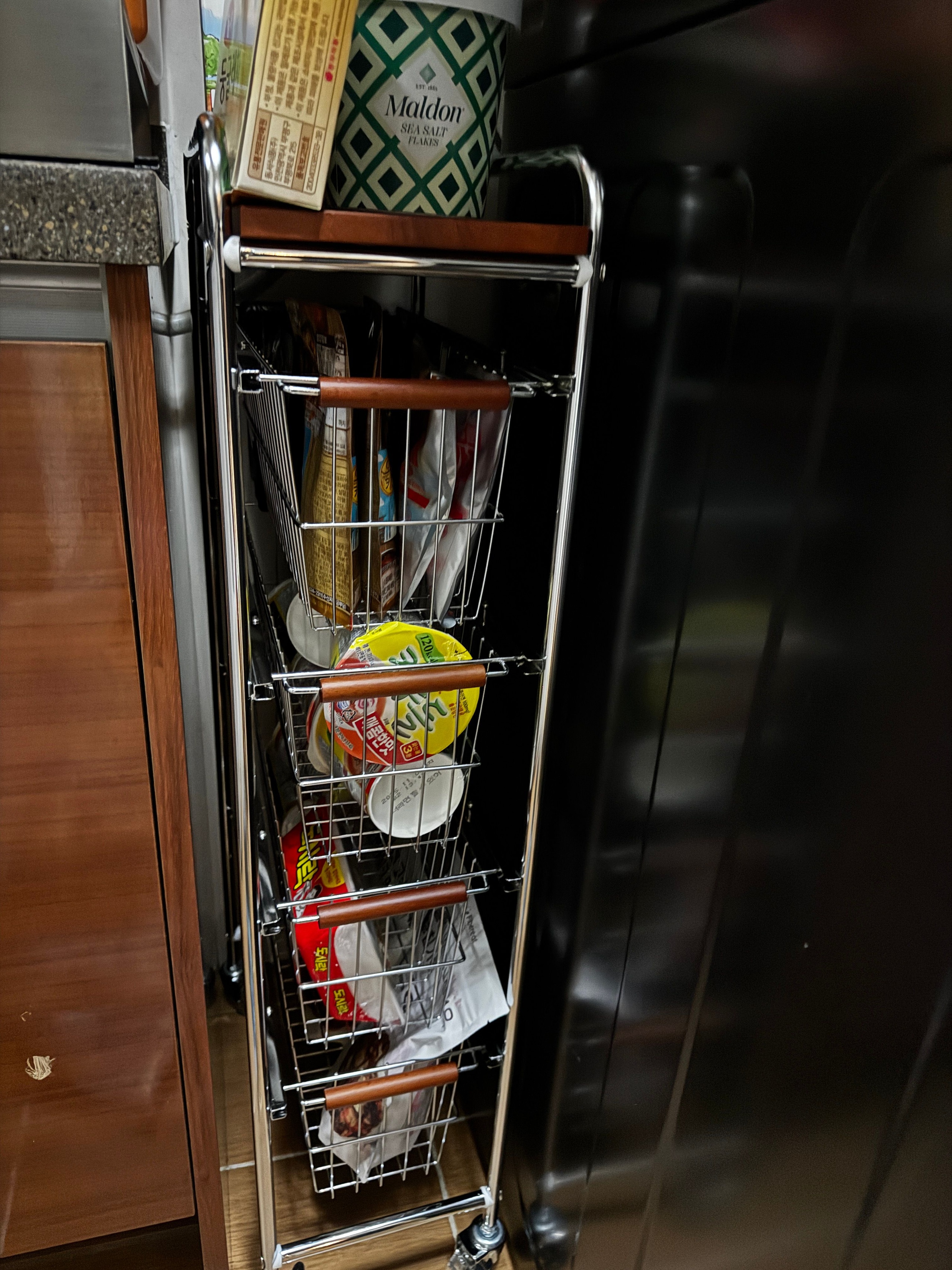 Pantry Gap Rolling Storage Cart in Wood & Steel user photo