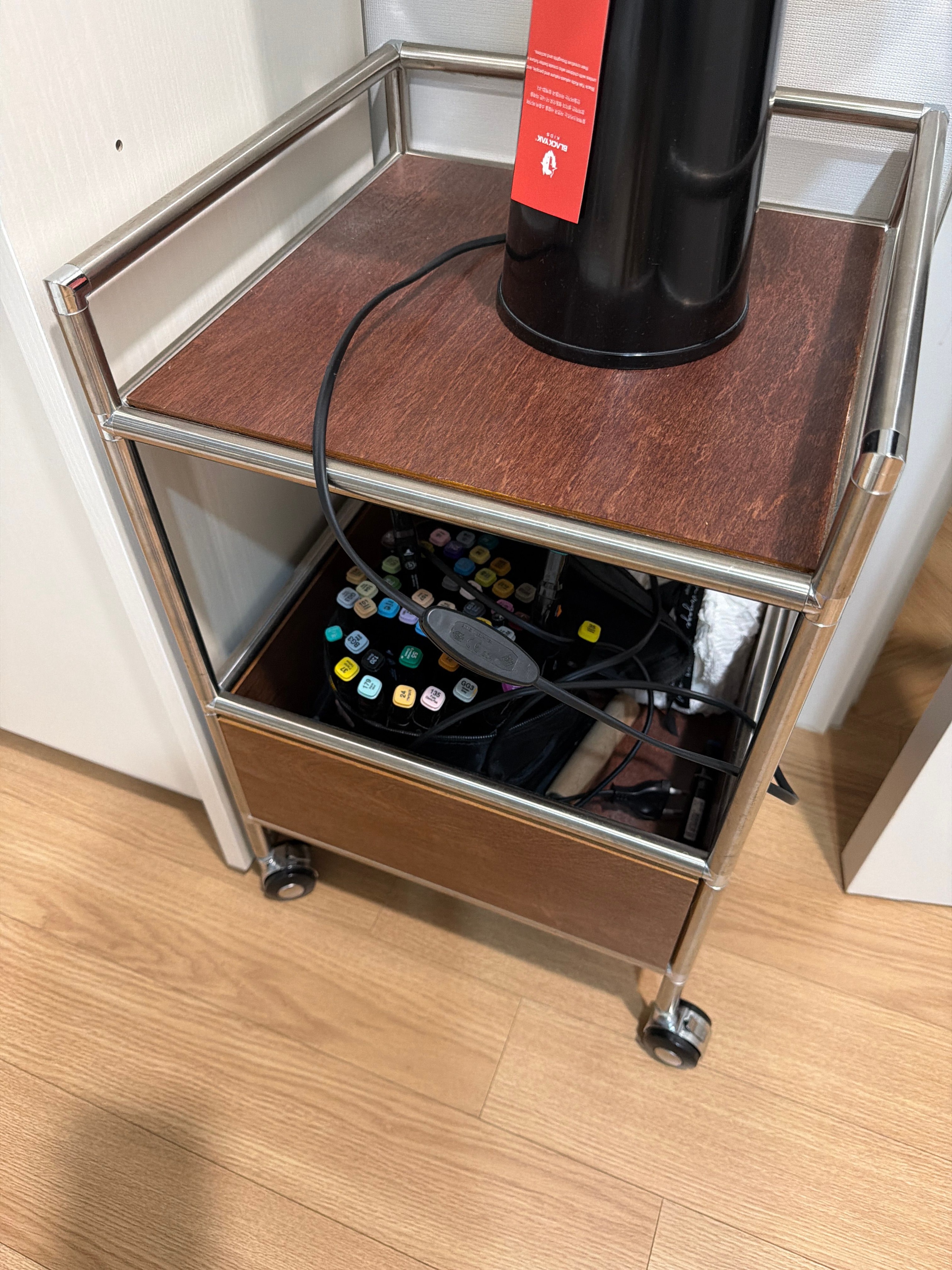 Wood & Steel Rolling Side Table user photo
