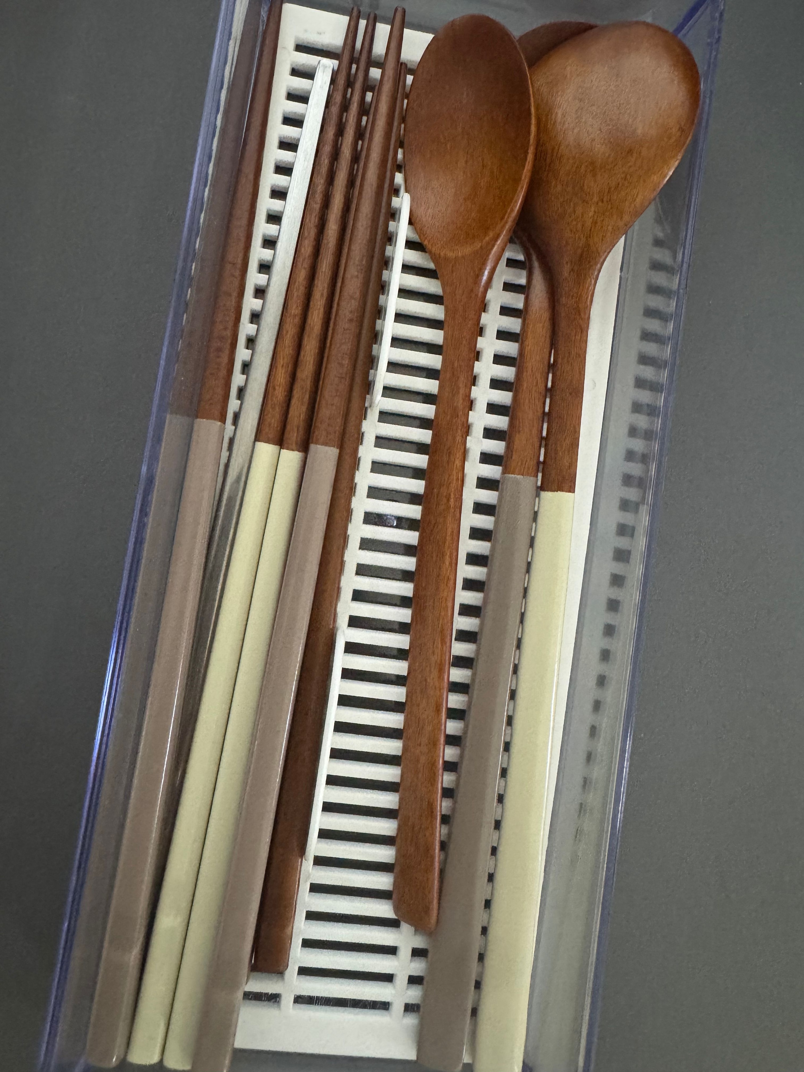 Two-Tone Wood Spoon & Chopsticks Set for 4 user photo