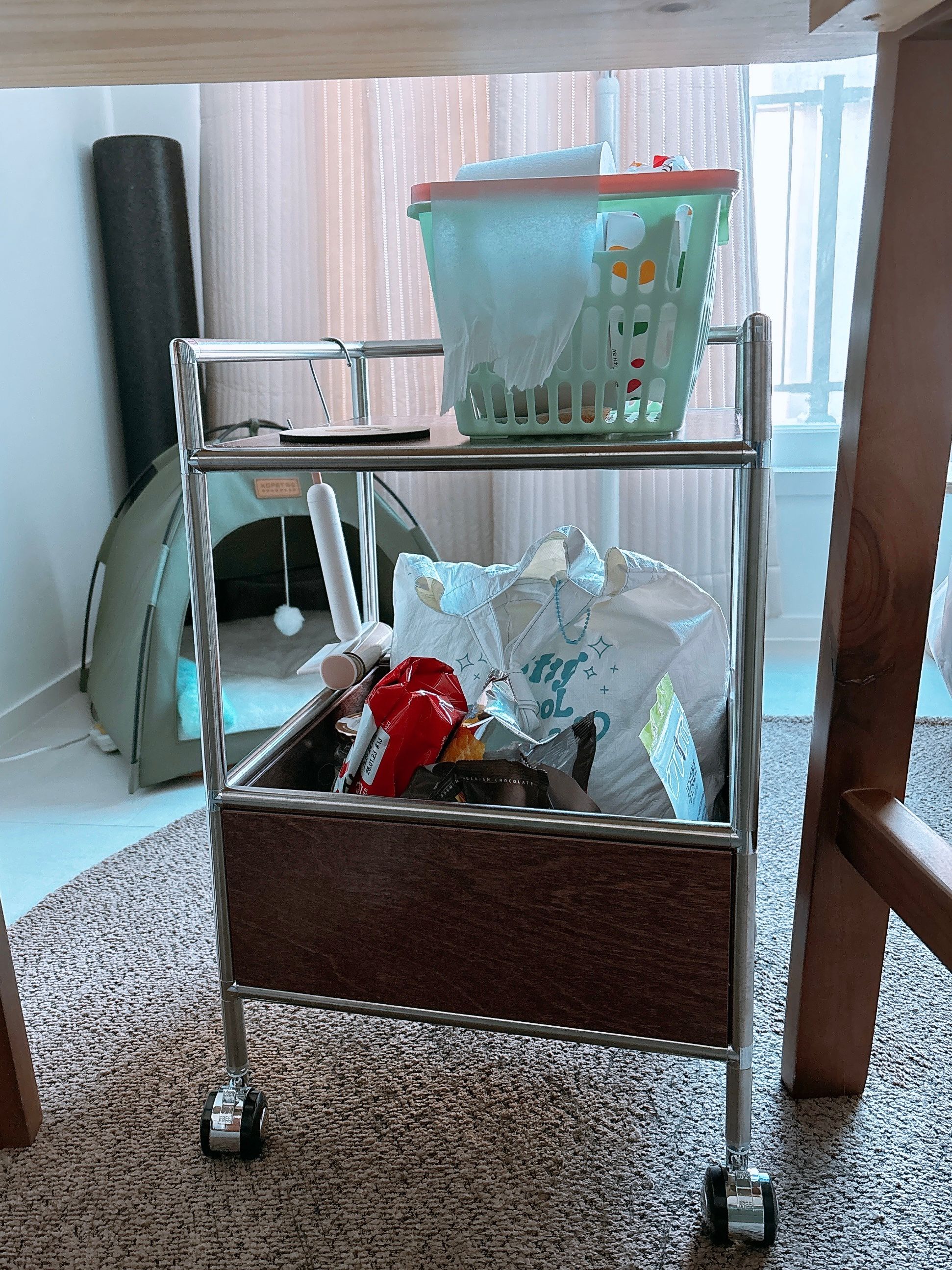 Wood & Steel Rolling Side Table user photo