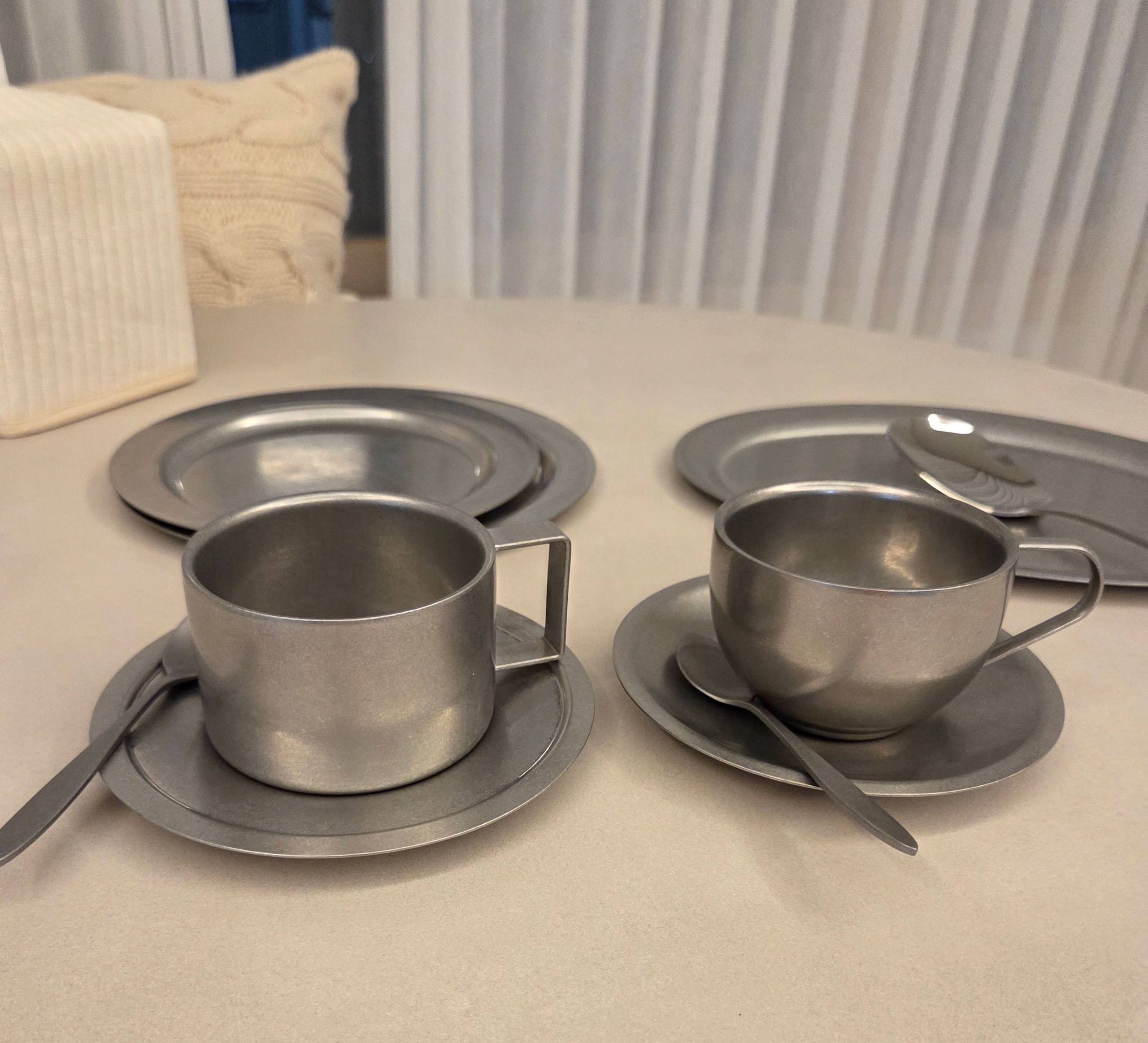 Agueda Vintage Stainless Steel Coffee Cup & Saucer Set – Square user photo