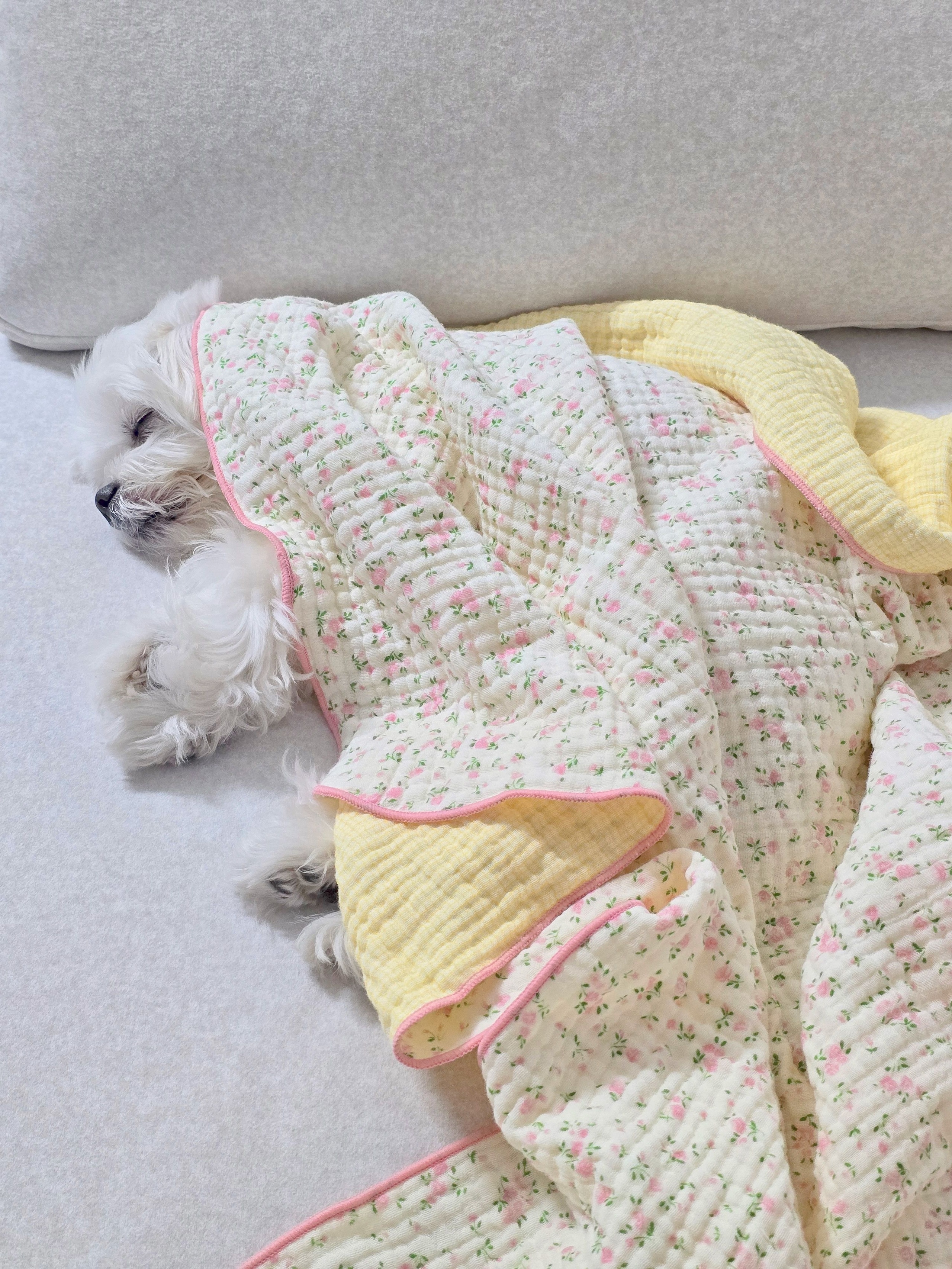 Small Floral Check 4-Layer Gauze Blanket user photo