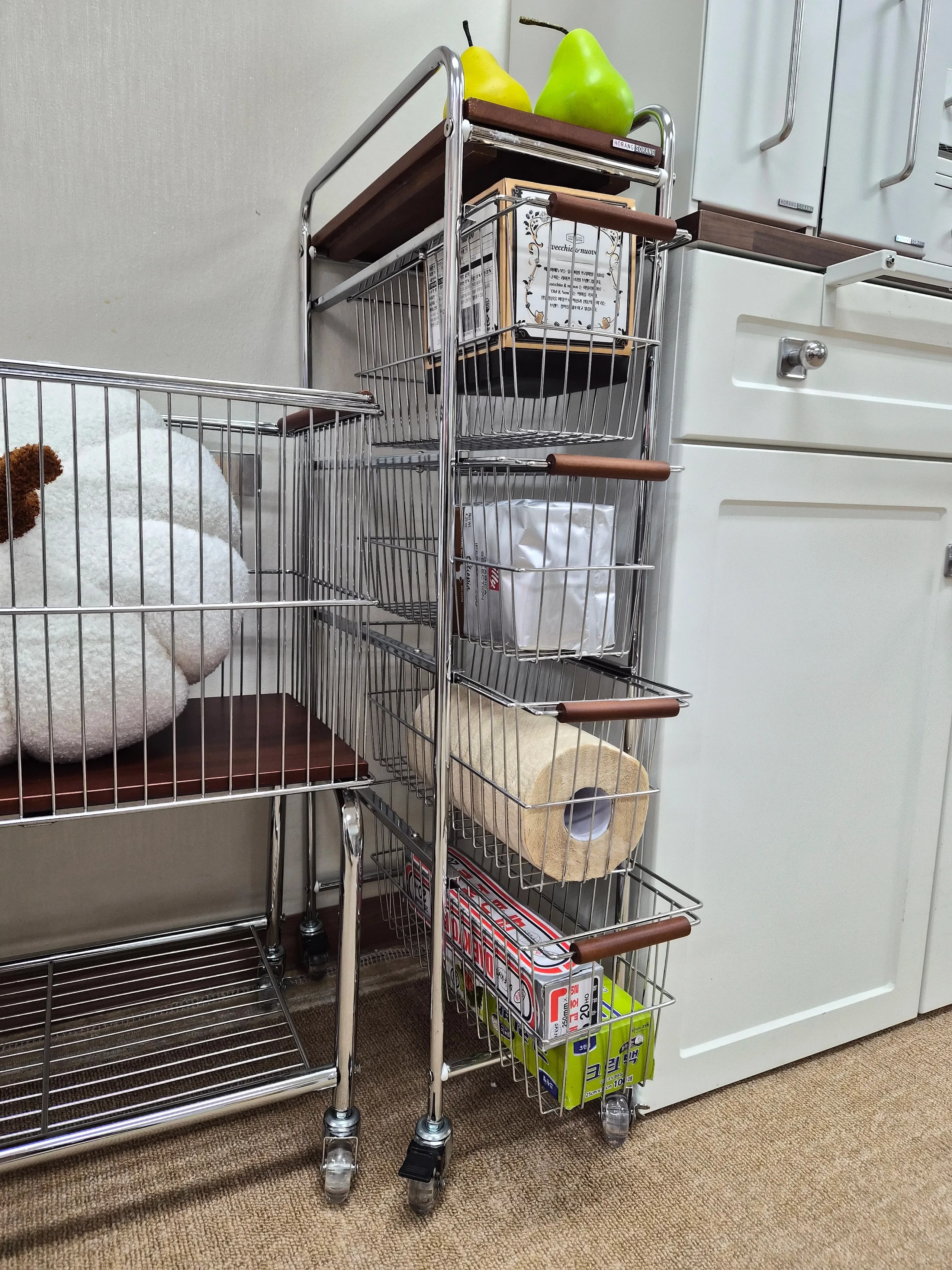Pantry Gap Rolling Storage Cart in Wood & Steel user photo