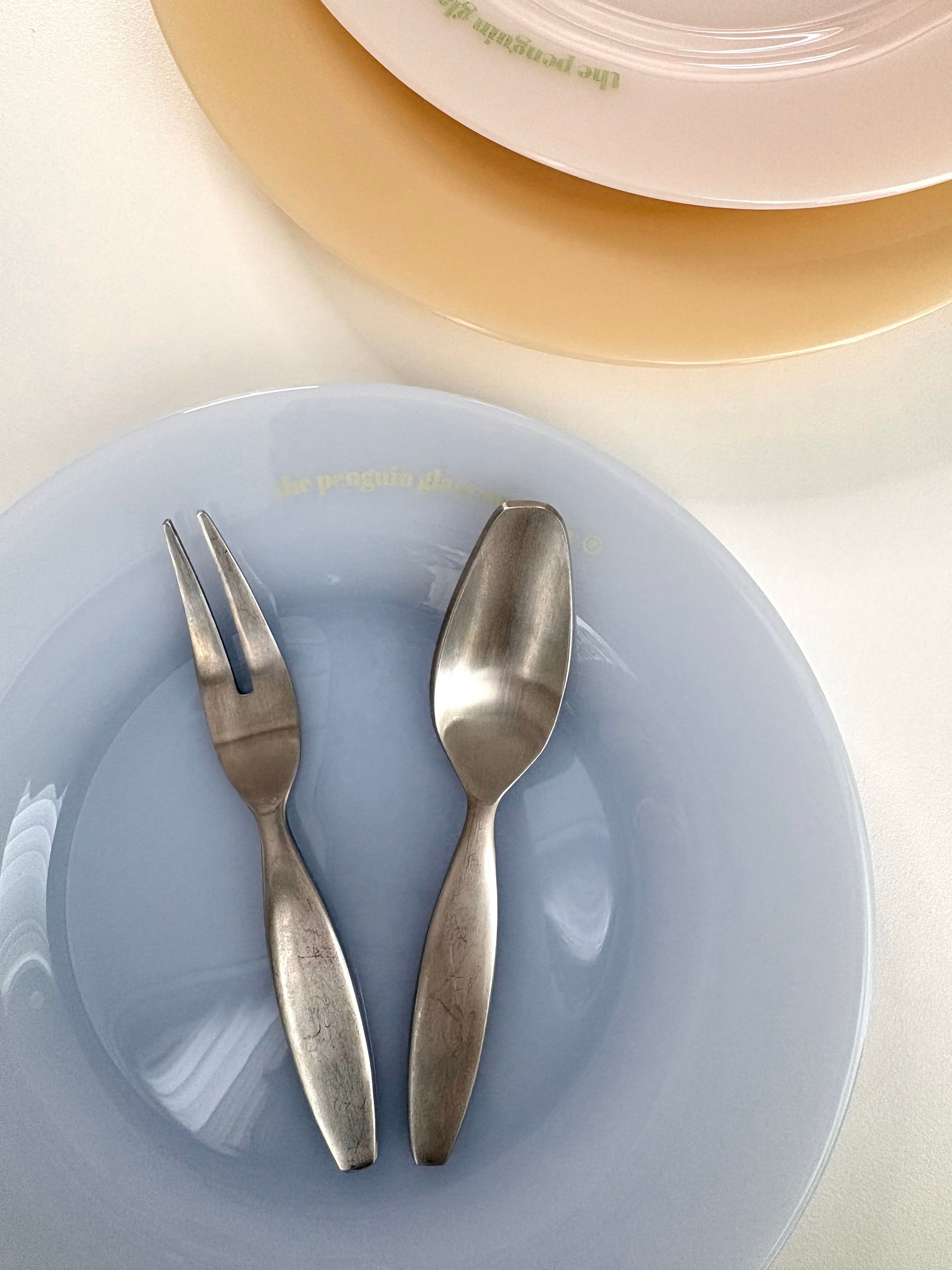 Penguin Milk Glass Dessert Plate (7
