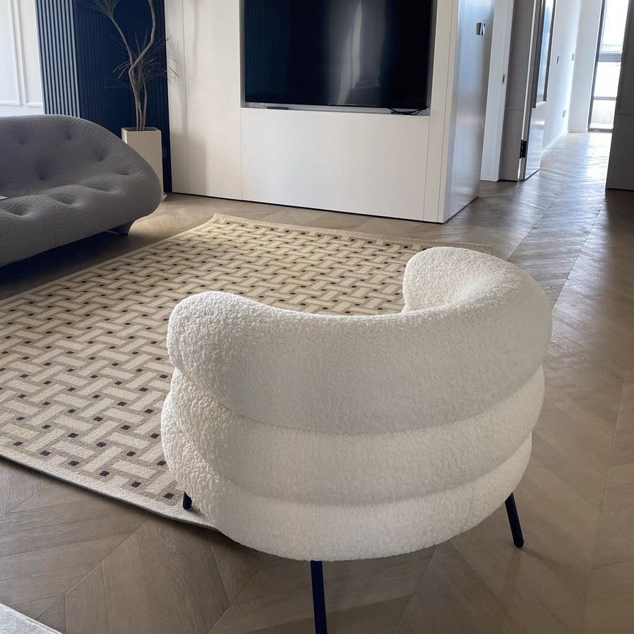 GNUA 1人掛け ブークレ ソファ ホワイト 奥行き 55cm 高さ 70cm 幅