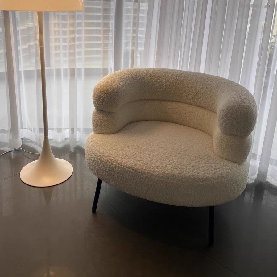 GNUA 1人掛け ブークレ ソファ ホワイト 幅 67cm 高さ 70cm 奥行き