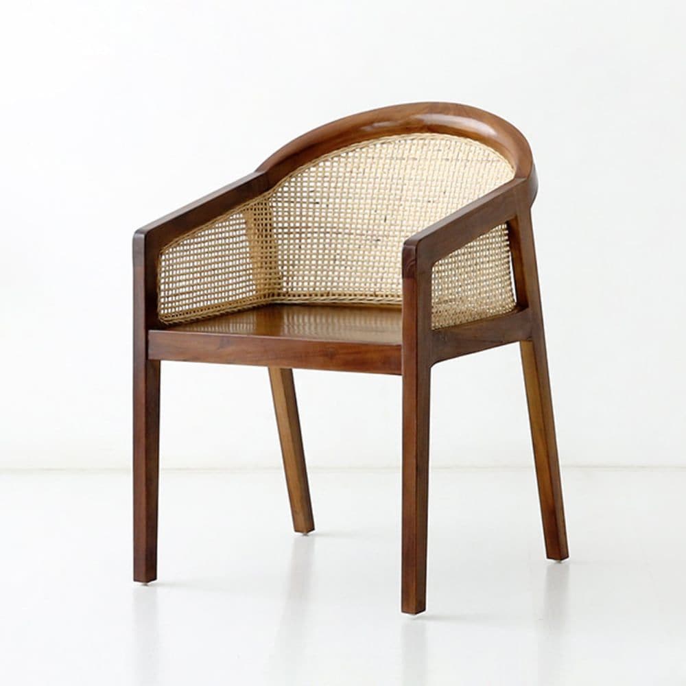 KAGLAB チーク無垢材×ラタン ラウンジチェア ローチェア