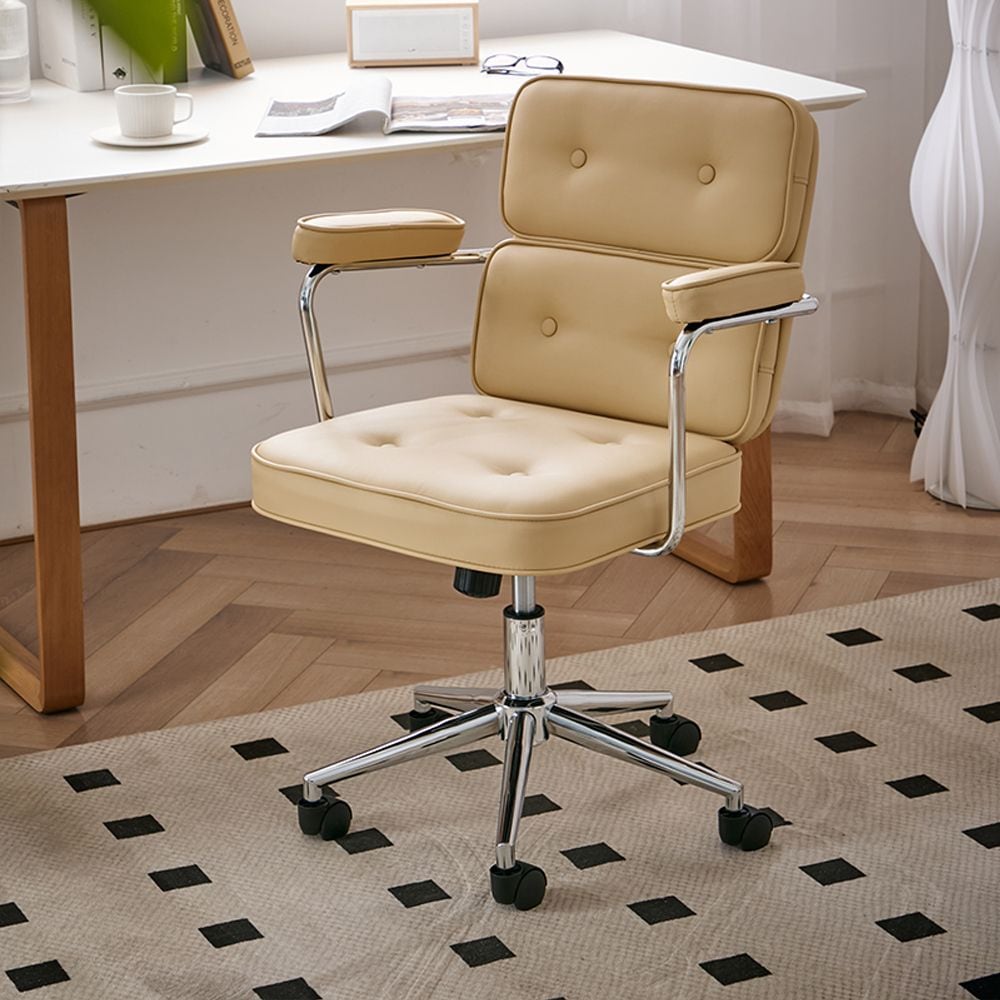 ミッドセンチュリー ビスケット オフィスチェア［4色］ シルバー 幅