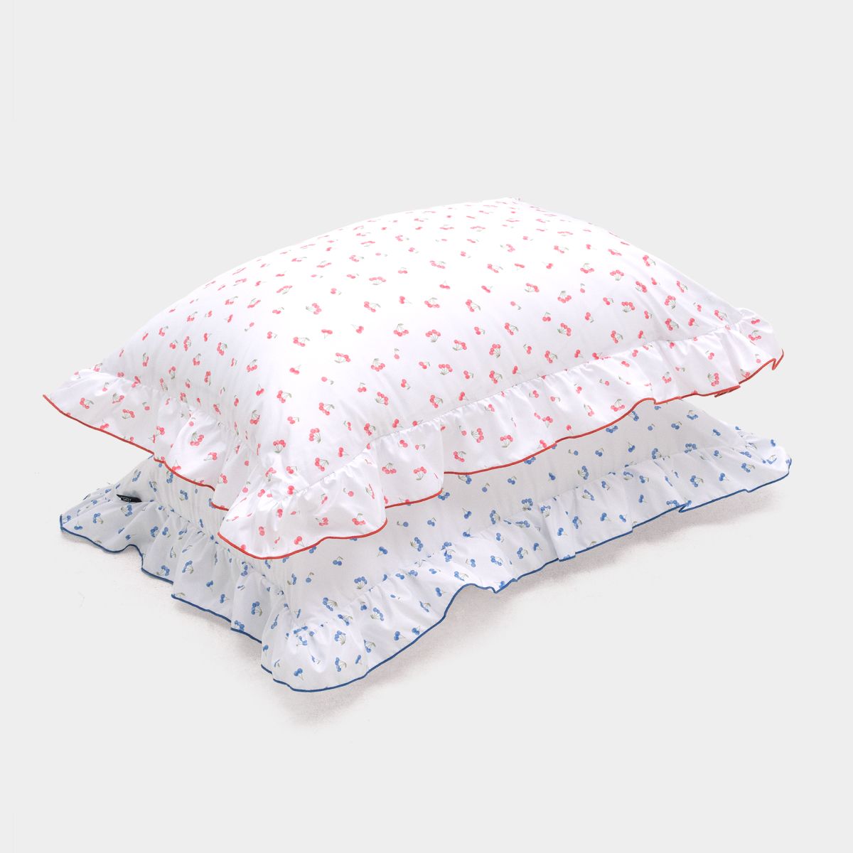 DORMOR チェリー フリル 枕カバー［2色］ ピンク ブルー サイズ（横