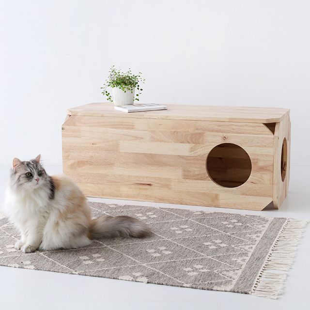 MARKET B BENKU ウッド 猫用 ハウス ベンチ ベージュ 猫 トンネル