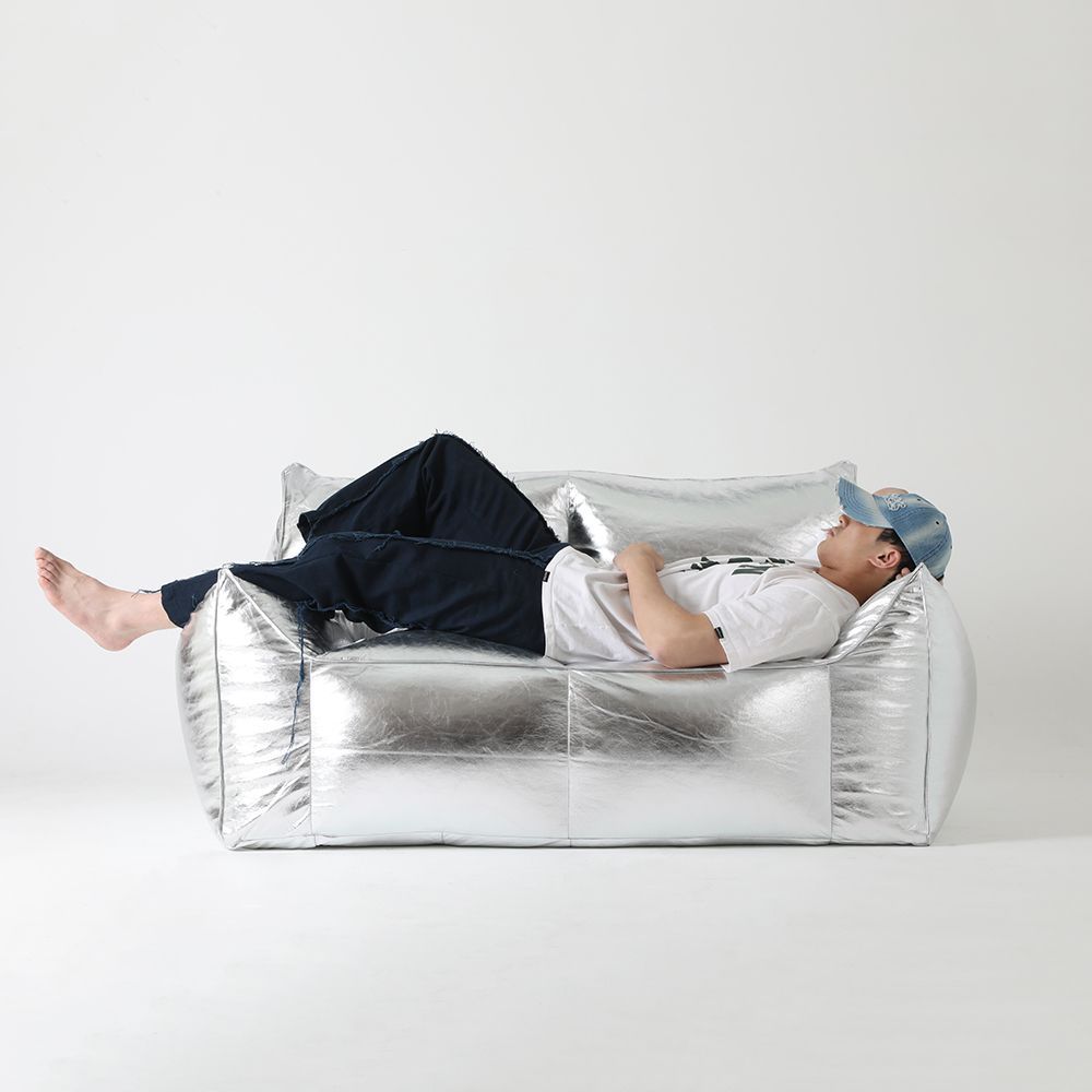 Flasier TOM 2人掛け ビーズソファ シルバー シルバー 幅 140cm 奥行き