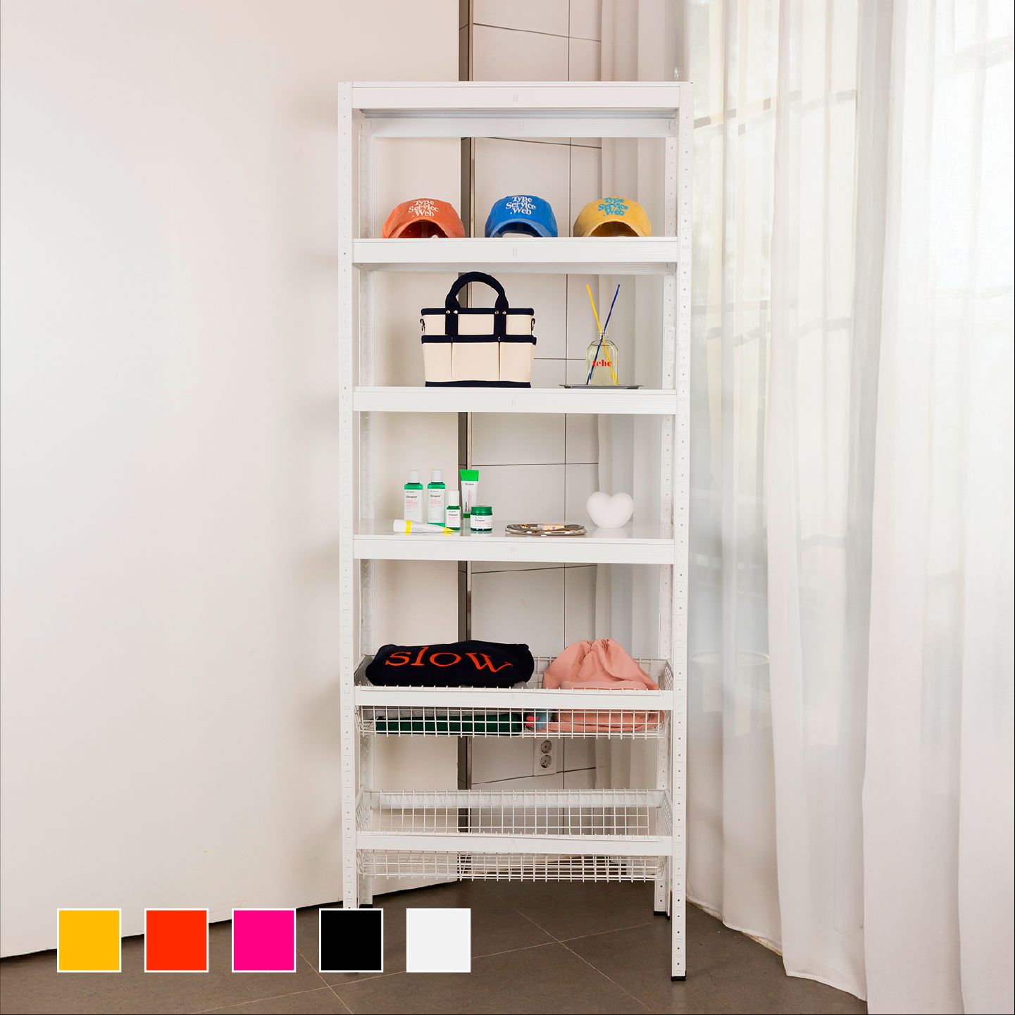 wvym スチール ラック 80cm［5色］ イエロー ホワイト ブラック