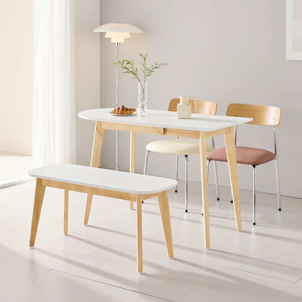 Design J 伸長式 半楕円 ダイニングテーブル 120x60 ホワイト ライト