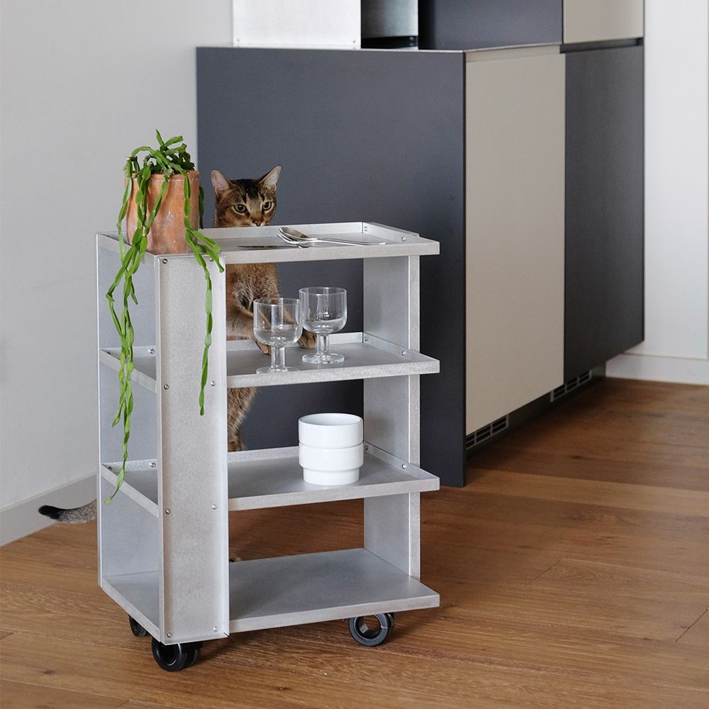 MMK ワゴン アルミニウム シルバー スチール 高さ 62cm 幅 47cm 奥行き