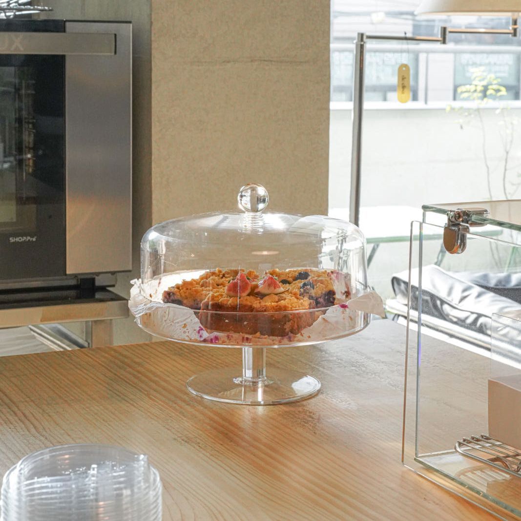 mellbrown アクリル ケーキスタンド 透明 プラスチック フタ付き