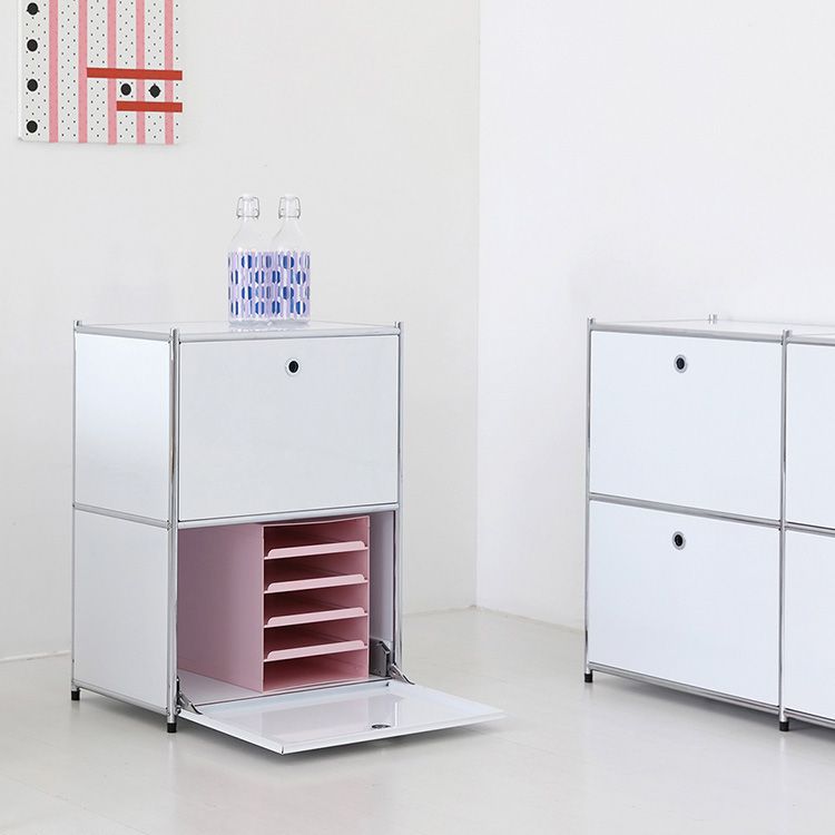 MARKET B SIMPLIE 1x2 収納棚 2ドア ホワイト スチール 高さ 85cm 幅