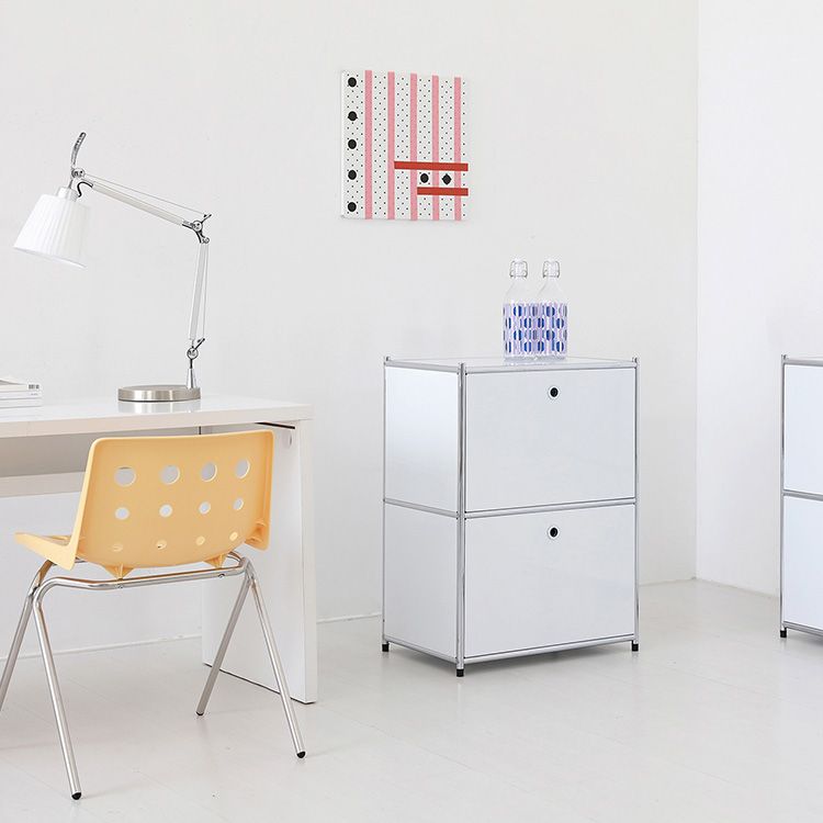 MARKET B SIMPLIE 1x2 収納棚 2ドア ホワイト スチール 高さ 85cm 幅