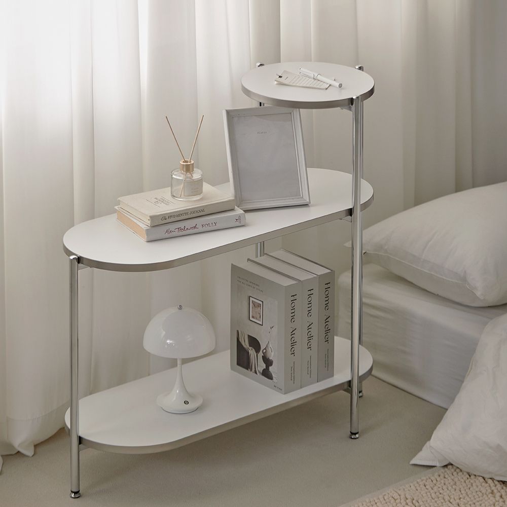 FURNICO OFF 3段 ラウンド ラック［2色・2サイズ］ ブラウン 加工木材