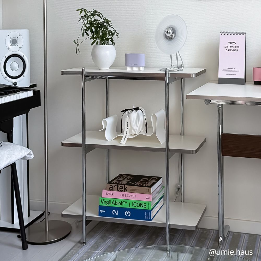 RETROHOUSE Gott Midcentury スクエア 収納ラック 3段 ホワイト 800