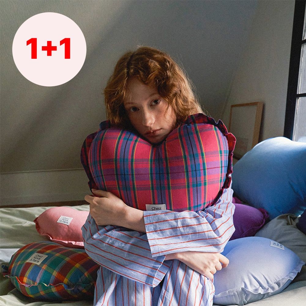 Chez Nous à Paris ハート クッションカバー 2点セット［7色］ ピンク