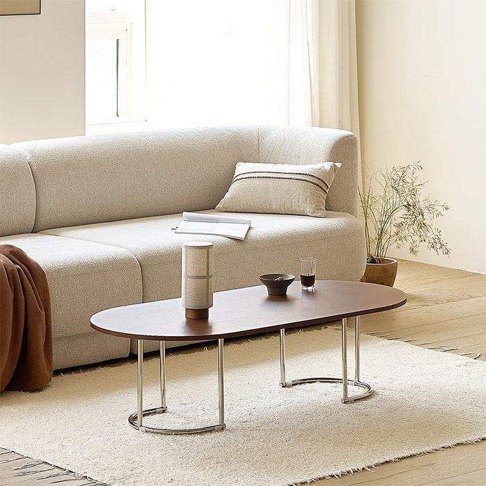 ROOM&HOME WALD 楕円 クロム テーブル［2サイズ］ ブラウン 加工木材