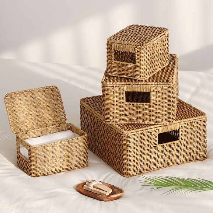 無印良品 ラタンボックス取っ手付・スタッカブル | 収納・整理用品