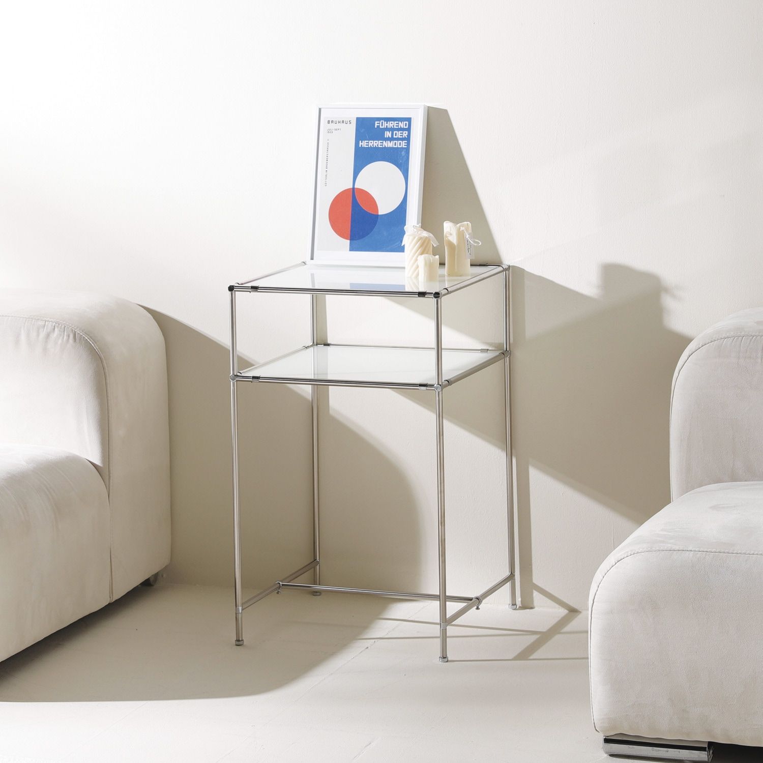 Container BLACK 2段 モジュール ガラス ラック（4422）［7色