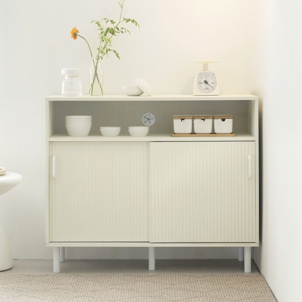 plain.US DAILY テンバーボード スライド式 収納キャビネット ホワイト