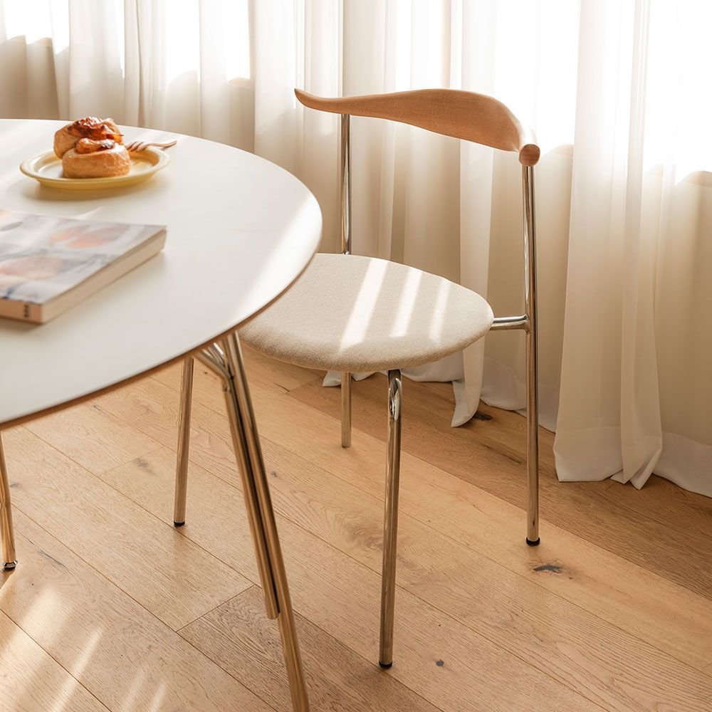 RETROHOUSE Arne 円形 ダイニングテーブル 100cm シルバー ホワイト