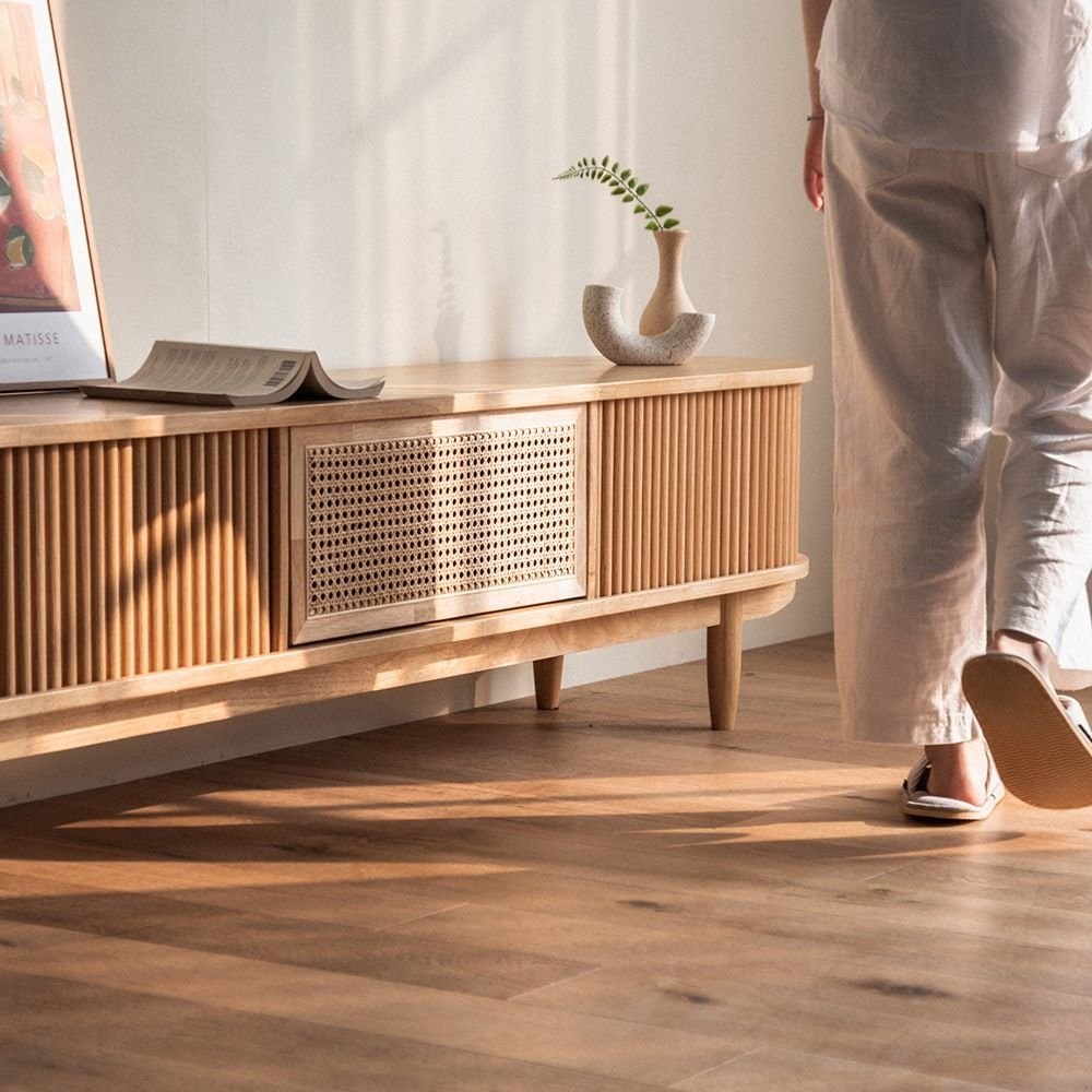 RETROHOUSE Hesse ラタンテレビボード 180cm ブラウン ブラウン